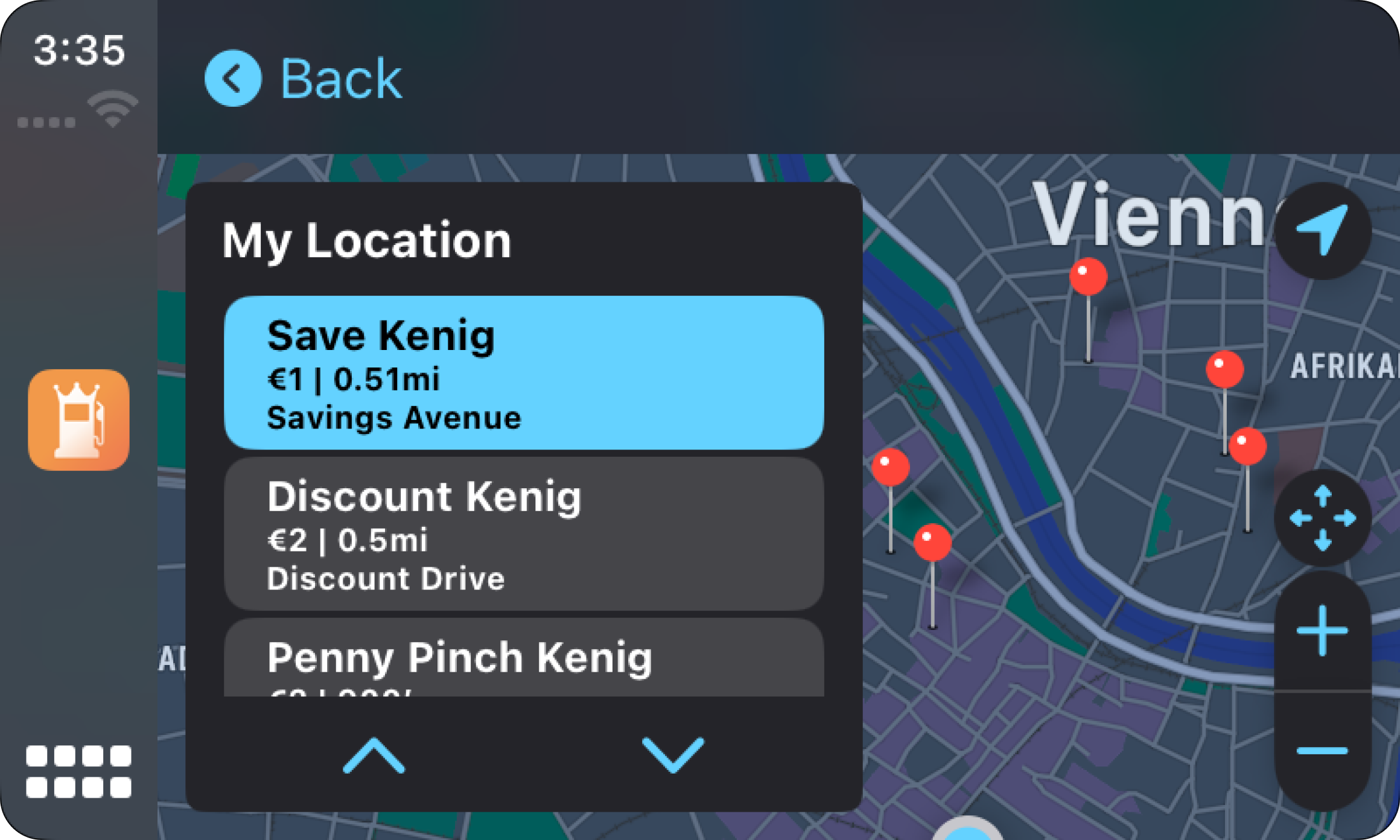 Spritkenig CarPlay Ansicht