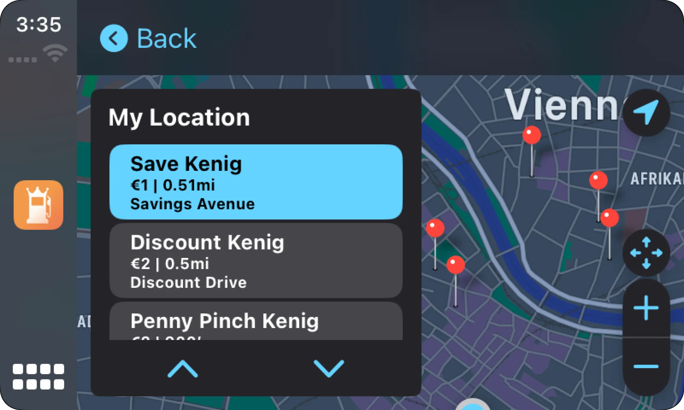 Spritkenig CarPlay Ansicht
