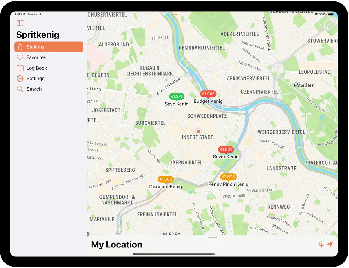 Spritkenig iPad Kartenansicht