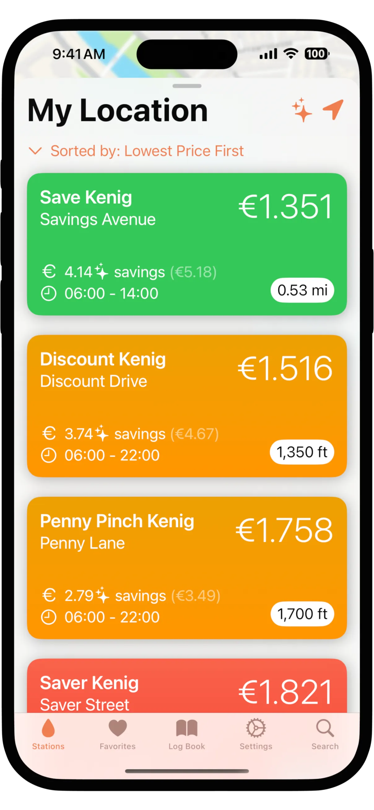 Spritkenig iPhone Übersicht